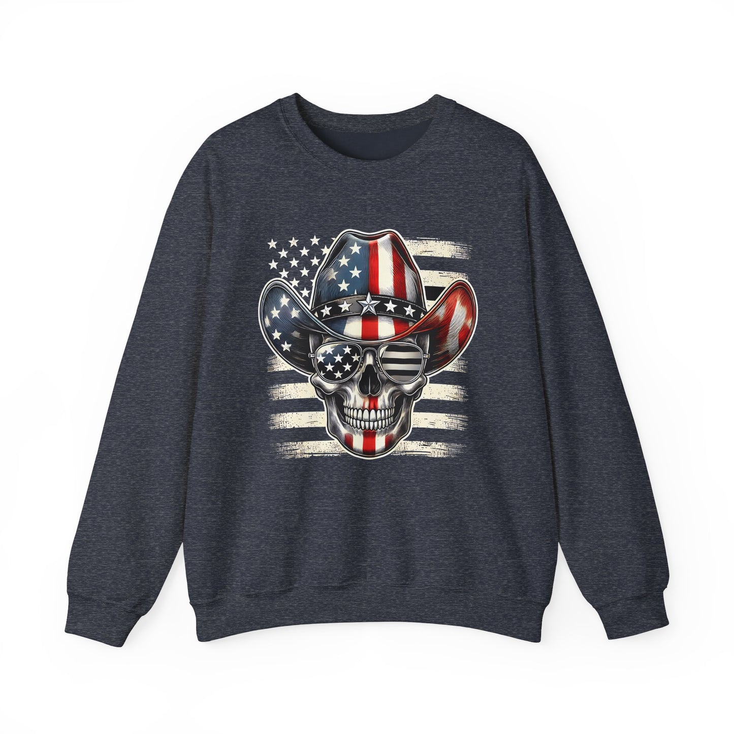Cowboy Skeleton with Hat and Flag Sweatshirt