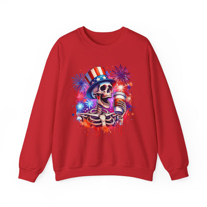 4th of July - Skeleton with Coffee Sweatshirt