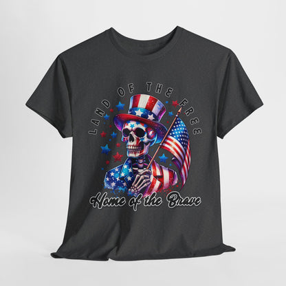 Land of the Free Home of the Brave Skeleton T-Shirt