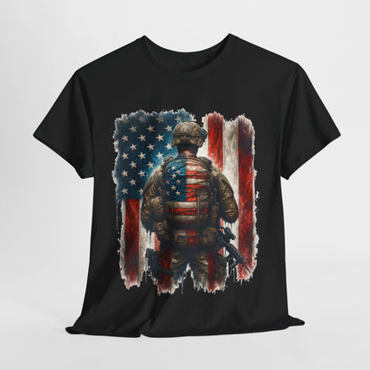 American Hero - Soldier with Flag T-Shirt