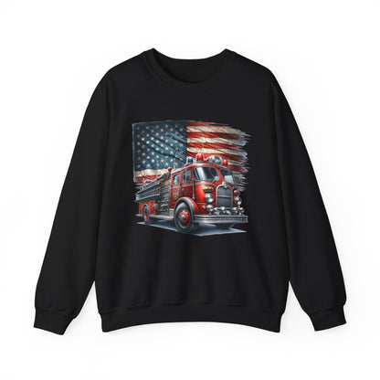 Fire Truck with Flag Sweatshirt