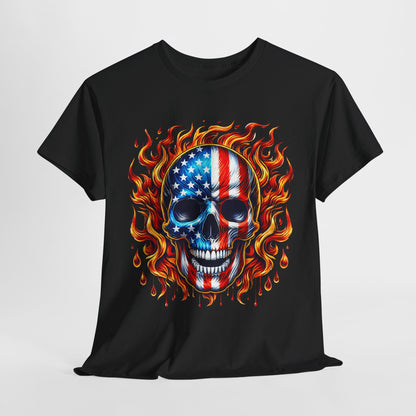 Flaming Flag Skull T-Shirt