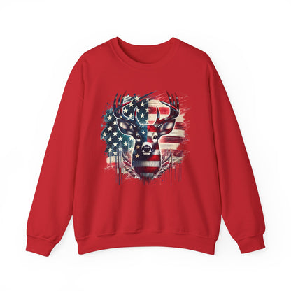 Whitetail Buck with Flag Sweatshirt