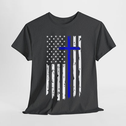 Thin Blue Line Cross - Law Enforcement T-Shirt