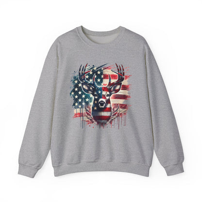 Whitetail Buck with Flag Sweatshirt
