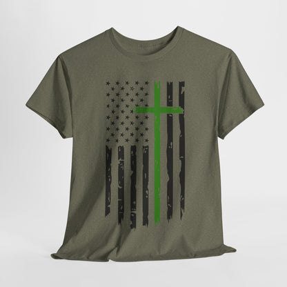 Thin Green Line Cross - Armed Forces T-Shirt