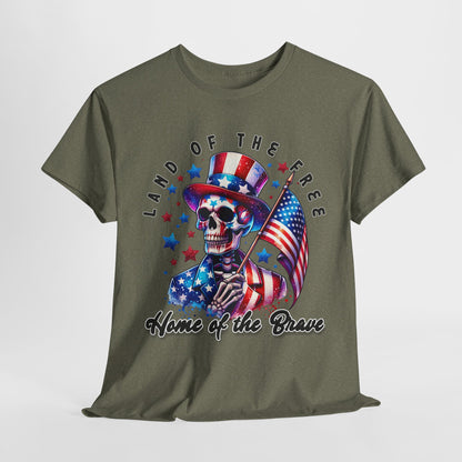 Land of the Free Home of the Brave Skeleton T-Shirt