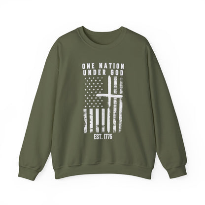 One Nation Under God - Flag with Cross Sweatshirt