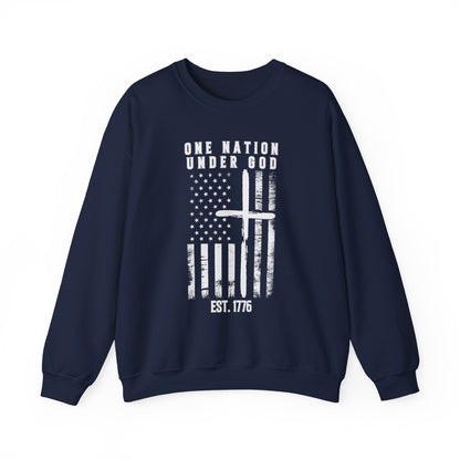 One Nation Under God - Flag with Cross Sweatshirt