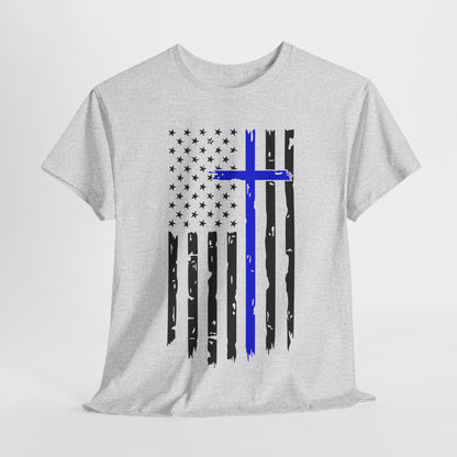 Thin Blue Line Cross - Law Enforcement T-Shirt