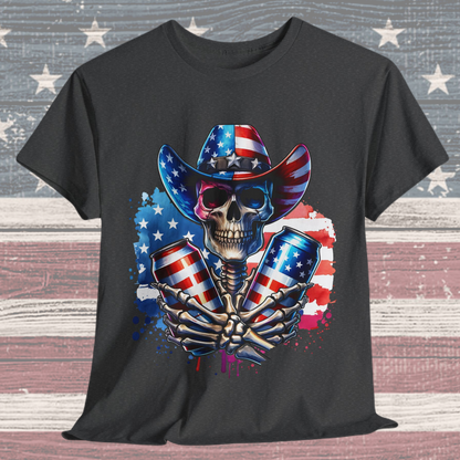 4th of July - Skeleton with Beers T-Shirt