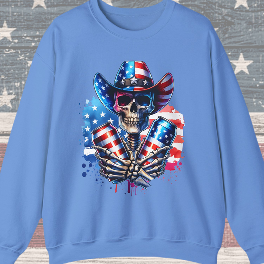 4th of July - Skeleton with Beers Sweatshirt