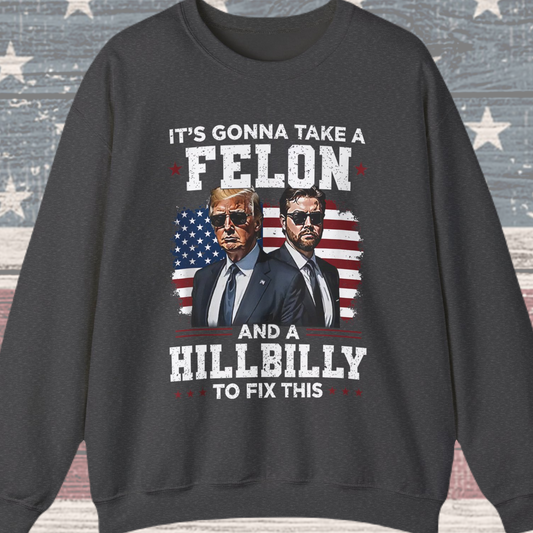 Donald Trump and JD Vance - A Felon and a Hillbilly Sweatshirt